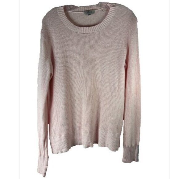 Kinross Sweater Womens medium pink grey Cashmere Crewneck Pullover comfy casual - Picture 11 of 11